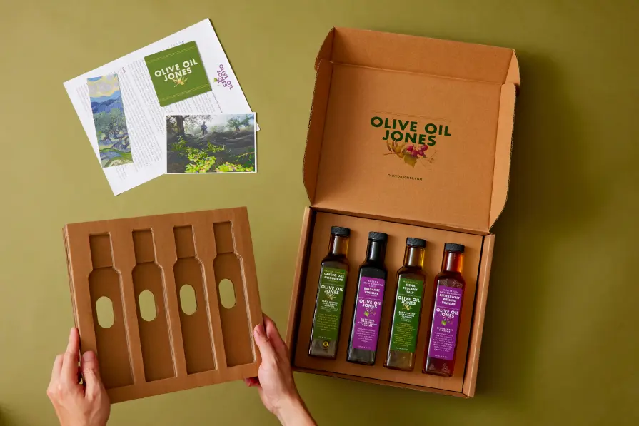 sustainable packaging solution created from Zenpack to Olive Oil Jones