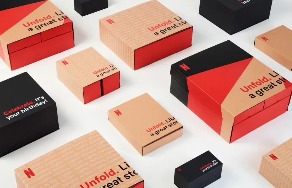 Netflix Gifting sustainable modular paperboard packaging design