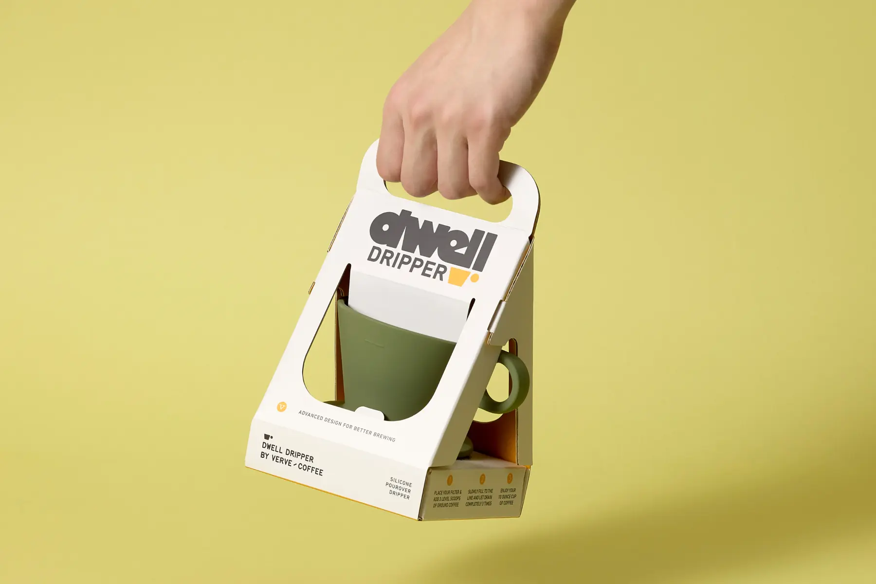 Custom sustainable Dwell Dripper packaging for Verve Coffee Roasters by Zenpack.
