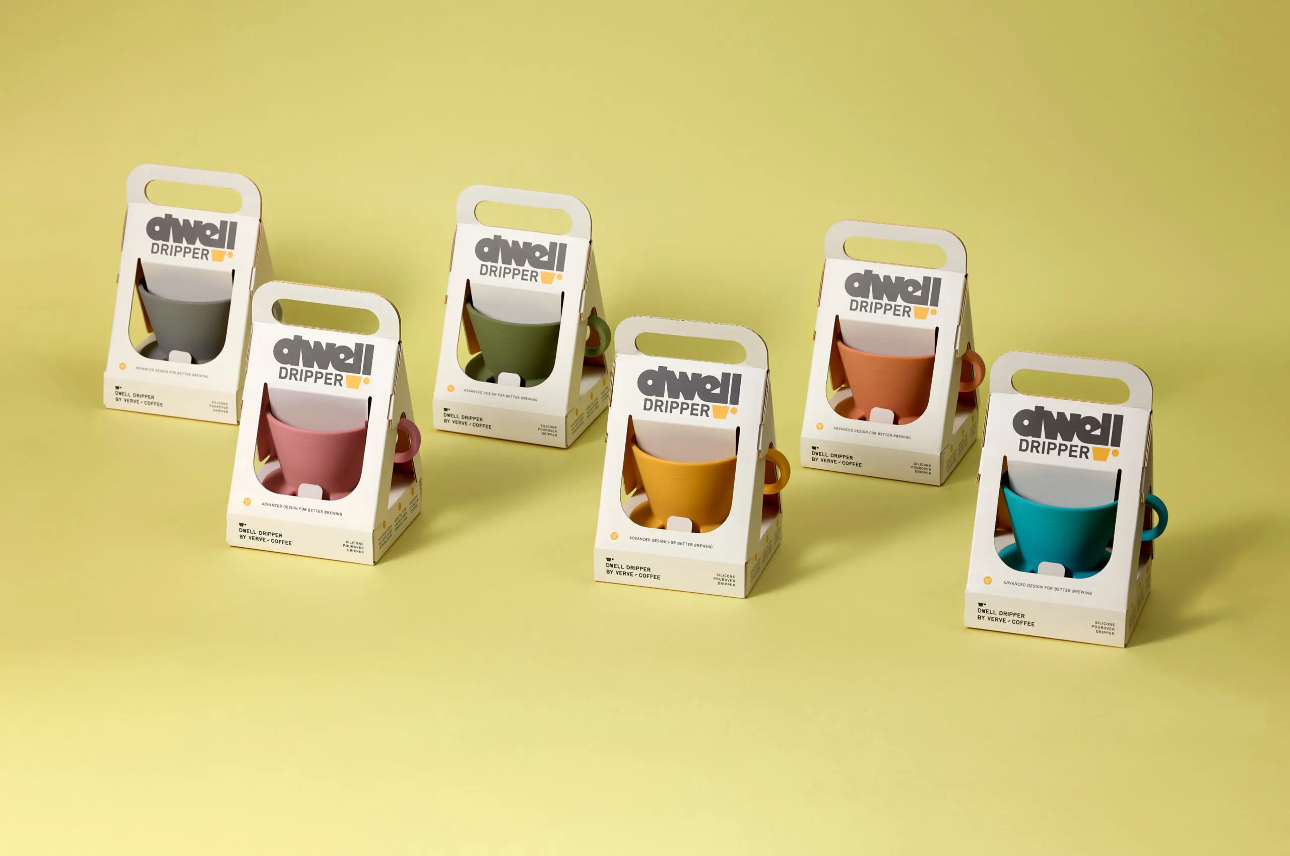 Pentawards-winning Dwell Dripper packaging for Verve Coffee Roasters by Zenpack.