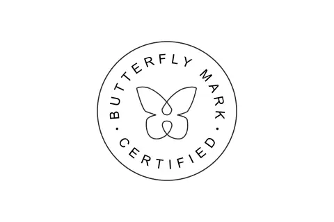 Positive Luxury Butterfly Mark certification highlighting Zenpack ESG and luxury packaging standards.