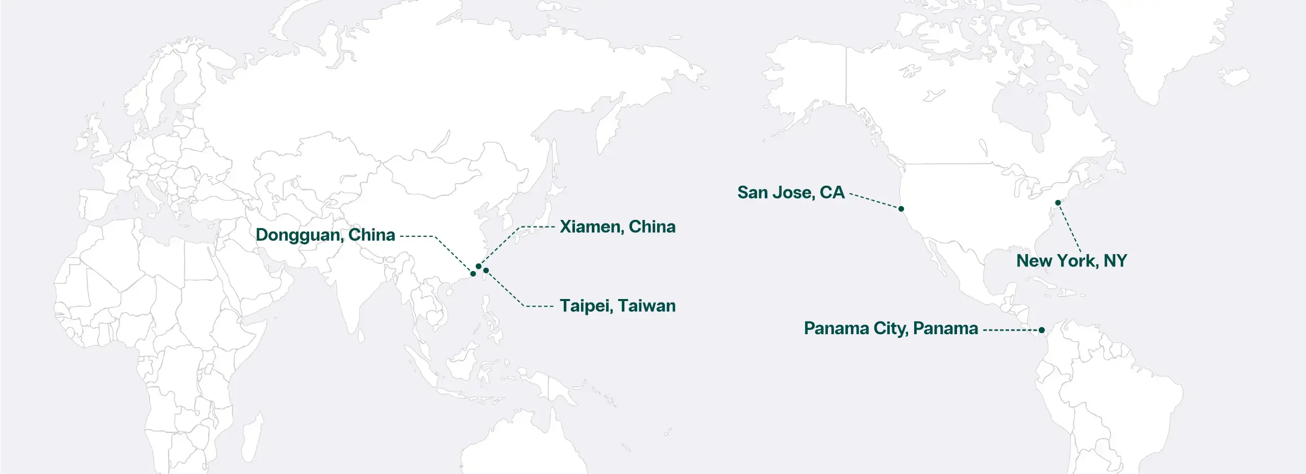 World map illustrating Zenpack global packaging fulfillment and assembly network facilities.