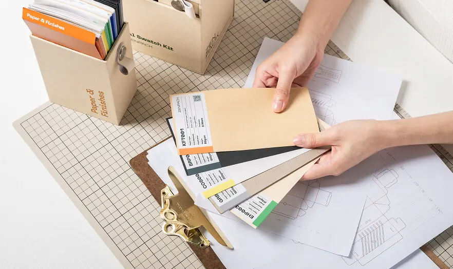 Zenpack material swatch kit for custom paper and finish selection