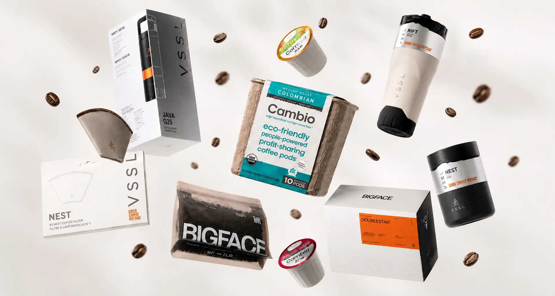Modern coffee packaging design collection by Zenpack highlighting 2026 trends.
