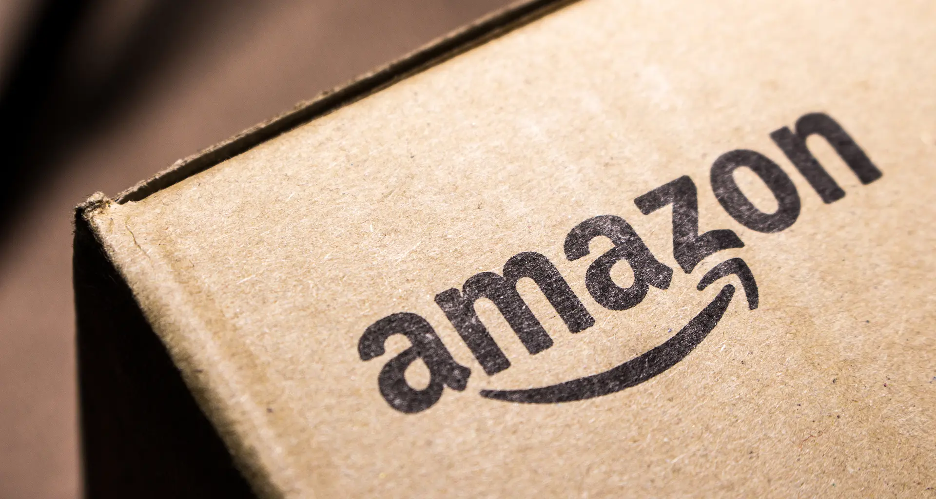 Amazon logo printed on corrugated shipping box designed by Zenpack for Amazon SIPP program.