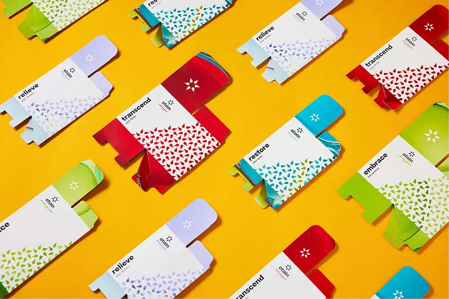 Multi-SKU subscription packaging system boxes in vibrant colors engineered by Zenpack.