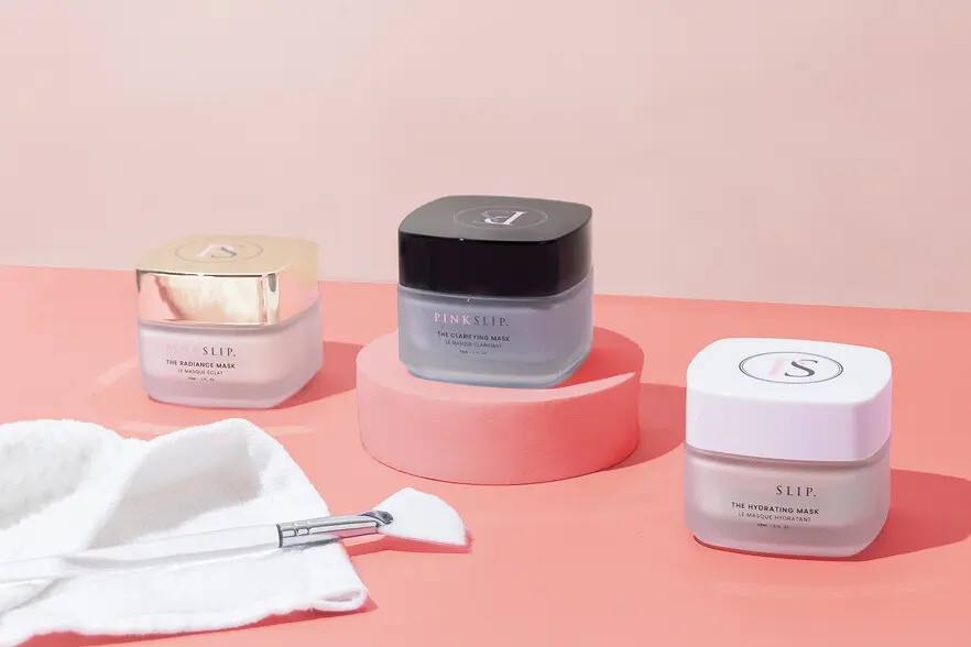 Custom cosmetic packaging design for PINK SLIP skincare cream jars by Zenpack.