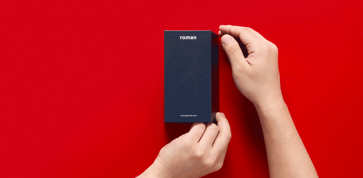 Opening a Roman Health premium packaging design